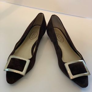 Talbots Pointed Toe Flats Suede-Brown